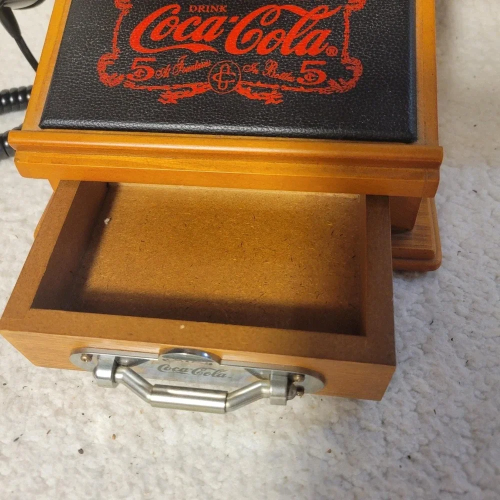 Coca-Cola‎ Nostalgic Wall Phone Real Wood Frosted Glass Hanging Retro